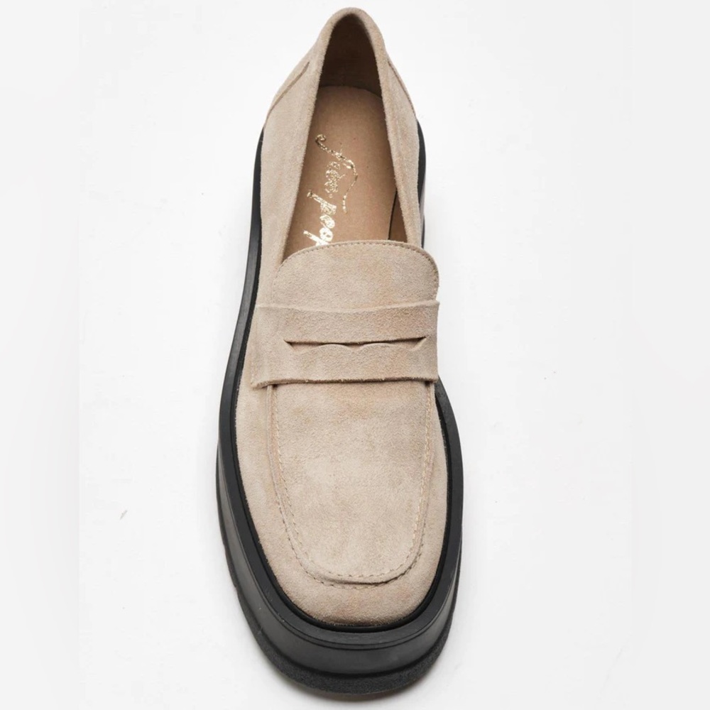 Free People Nico Suede Platform Loafers beige size 9